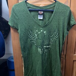 Harley-Davidson Women's Green Clover Wing Tee